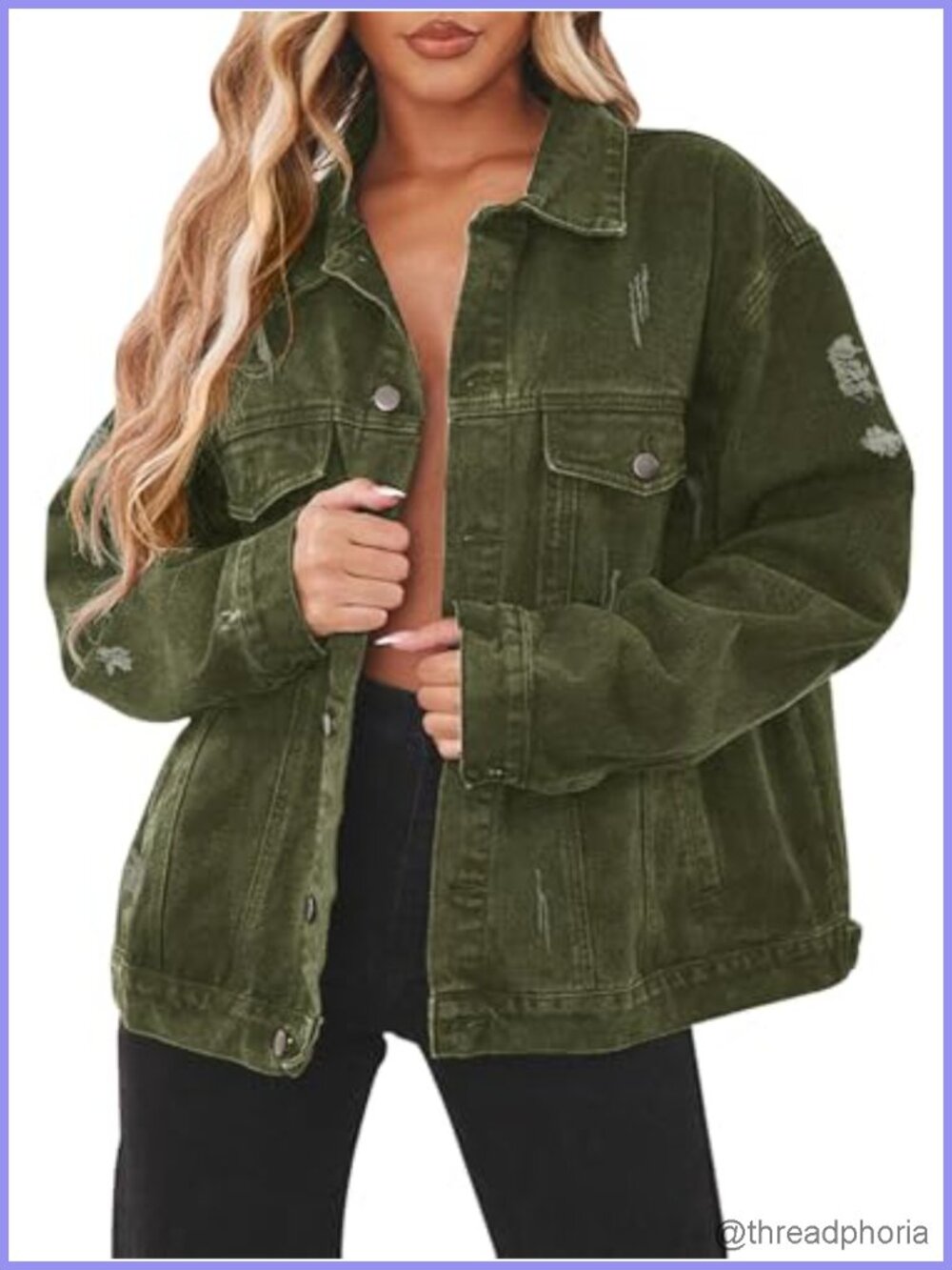 Oversized Denim Jacket Women Long Sleeve Button Down Trucker Jean